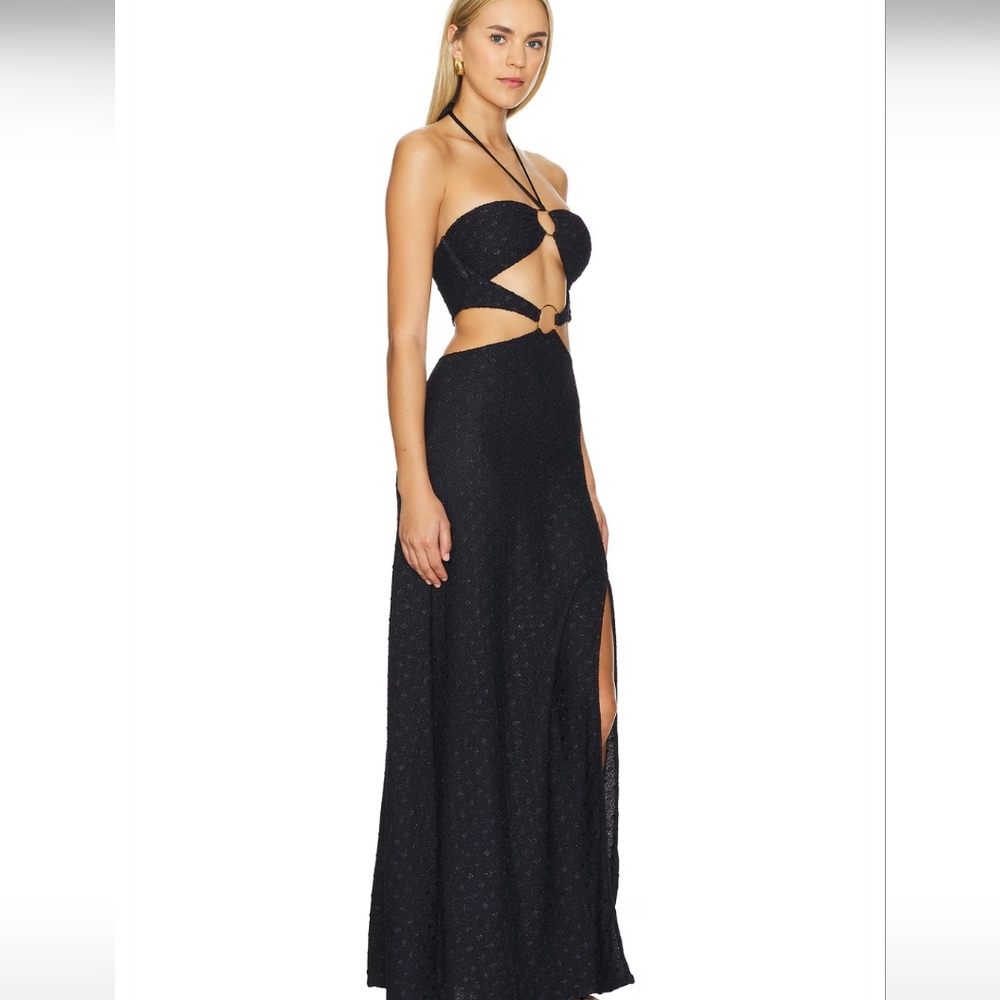 Luli Fama Brilla Double Loop Bandeau Long Dress in Black - Picture 8 of 15